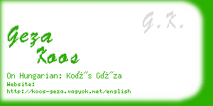 geza koos business card